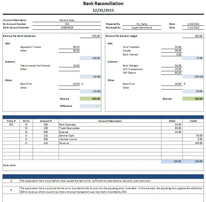excel checking account template