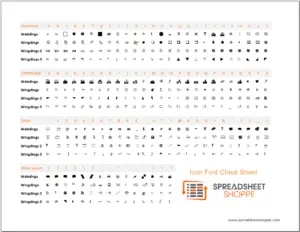 Icon Font Cheat Sheet - Excel